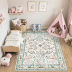 Area Rug Living Room Rugs: Floral 5x7 Washable Rug Vintage Soft Boho Non-Slip - Image 5