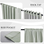 RYB HOME Light Green Curtains 100% Blackout, Linen Window Treatment Panels - Image 6