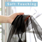 OWENIE Black Sheer Curtains 90 Inches Long 2 Panels Set, Elegant Sheer Curtains - Image 3