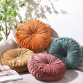Kathfly Set of 4 Decorative Round Pleated Throw Pillows, Classy Velvet Pumpkin by Kathfly
