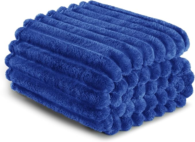 Exclusivo Mezcla Twin Size Flannel Fleece Blanket, Super Soft Striped Jacquard - Image 6