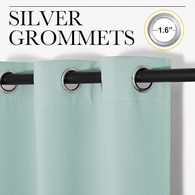 NICETOWN Modern Blackout Curtains Noise Reducing, Aqua Blue, 2 Panels, W42 x L54 - Image 2