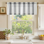 jinchan Striped Linen Valance Curtain 16 Inch Vertical Striped Valance - Image 2