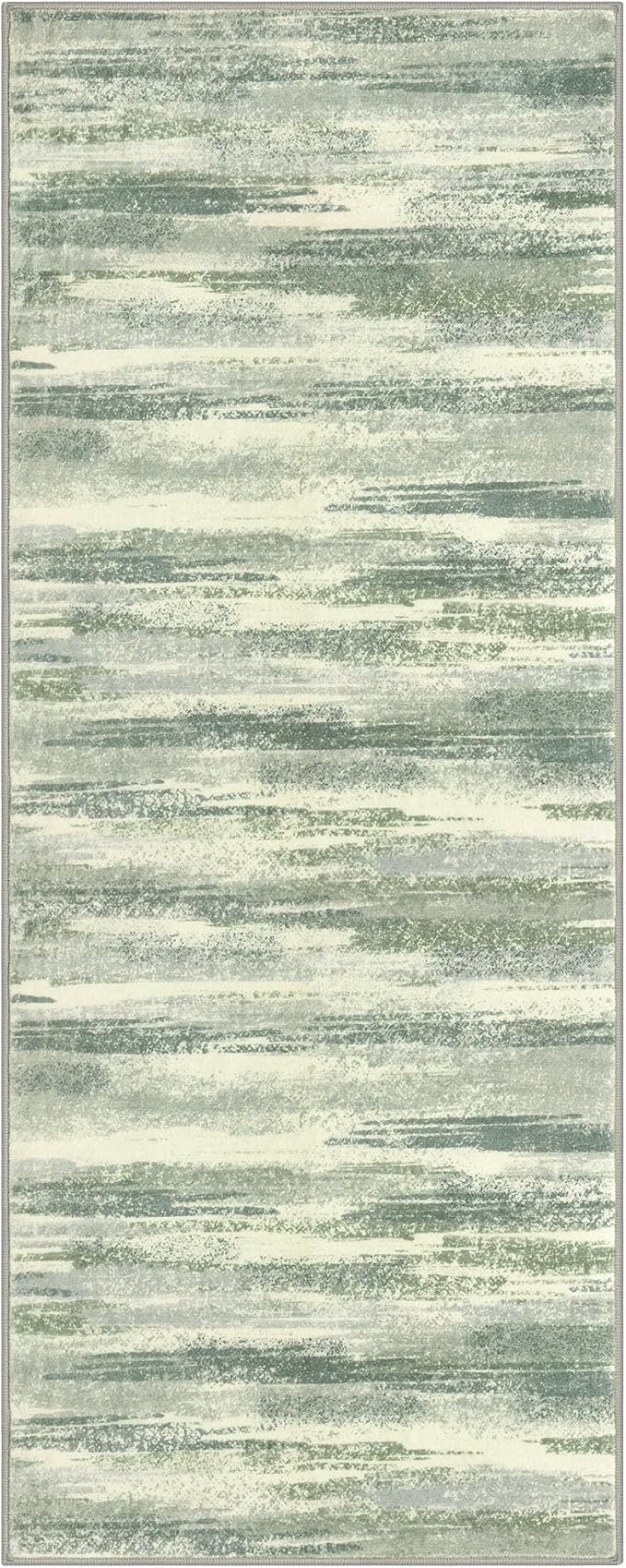 Lansny Modern Abstract Runner Rug 2x6, Sage Green Grey Washable Entryway Runner - Image 9