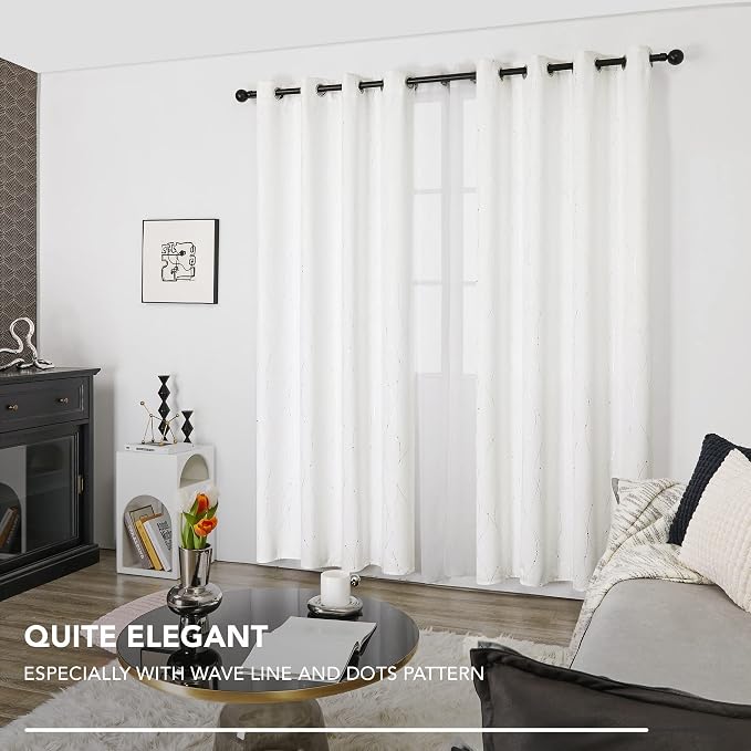 Deconovo White Curtains 84 Inches Long, Room Darkening Curtain, Thermal - Image 3