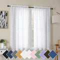 Simplebrand Semi Sheer White Curtains 45 Inch Length 2 Panels, Geometric by Simplebrand