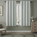 Teal Boho Blackout Curtains 63 Inches Long Light Green Linen Blend 2 Panels by Unknown