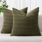 MIULEE Pack of 2 Spring Corduroy Decorative Throw Pillow Covers 18x18 Inch Soft by MIULEE