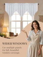 Molaxhome Swag Curtain 51 inch Length Rod Pocket Scalloped Curtain Valance - Image 2