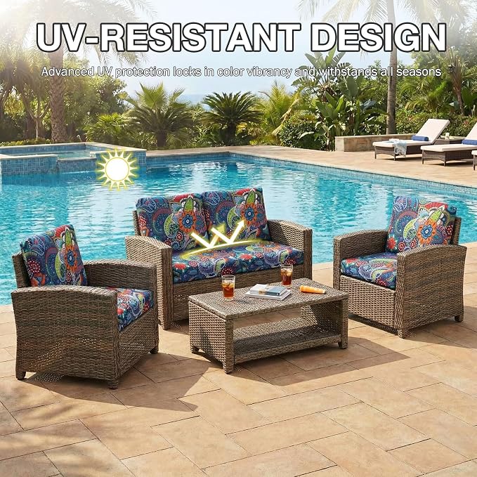 hyha 12Pcs Patio Cushion Covers, Stretch Outdoor Couch Cushion Covers - Image 6