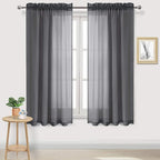 DWCN Dark Gray Sheer Curtains Semi Transparent Voile Rod Pocket Curtains by DWCN