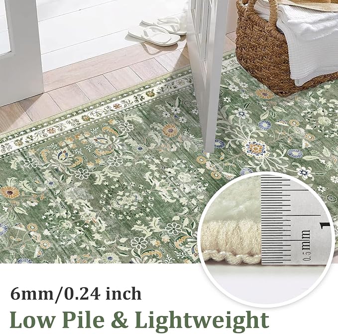 Yamaziot Washable Area Rug 8x10 – Large Non-Slip Boho Floral Living Room Rug - Image 3