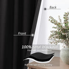 Guken Black 100% Blackout Curtains 108 Inch Length 2 Panels Set - Image 4