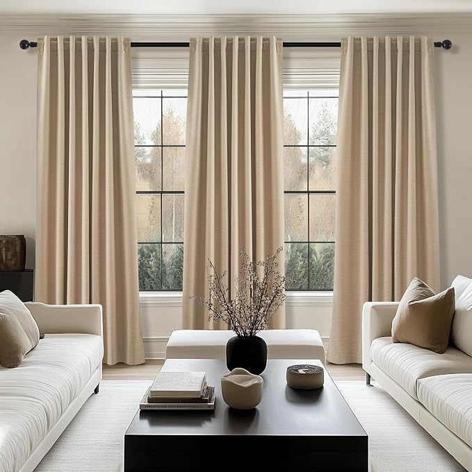 Topfinel Blackout Linen Blend Curtains 96 Inches Long 2 Panels, Back Tab and - Image 7