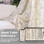 Lazzzy Grey Floral Linen Curtains 84 Inch Farmhouse Back Tab Drapes - Image 5