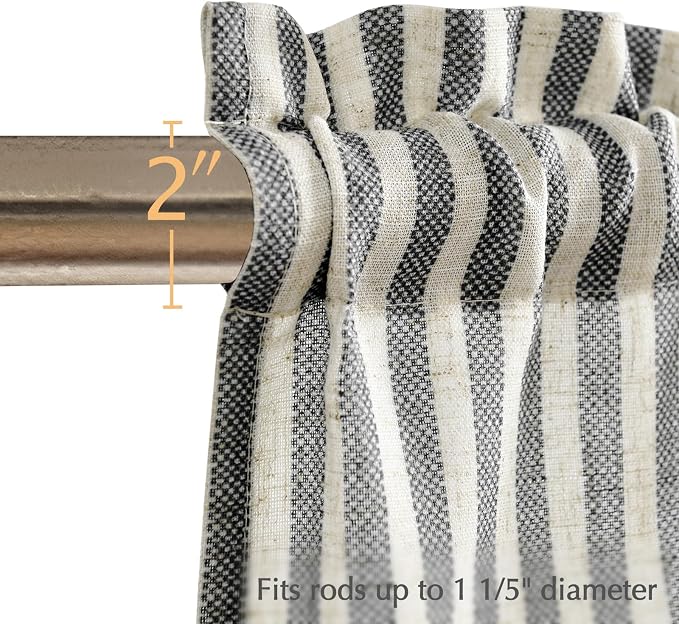 jinchan Tie Up Linen Textured Striped Tie Curtain - Image 4