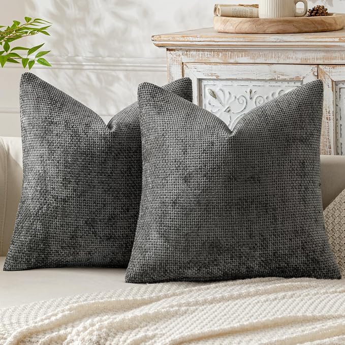 MIULEE Pack of 2 Couch Throw Pillow Covers 16x16 Inch Dark Gray Modern Boho by MIULEE