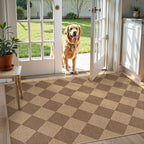 Lahome Checkered Easy Jute Indoor Outdoor Rug, 3x5 Washable Nature Rug - Image 2
