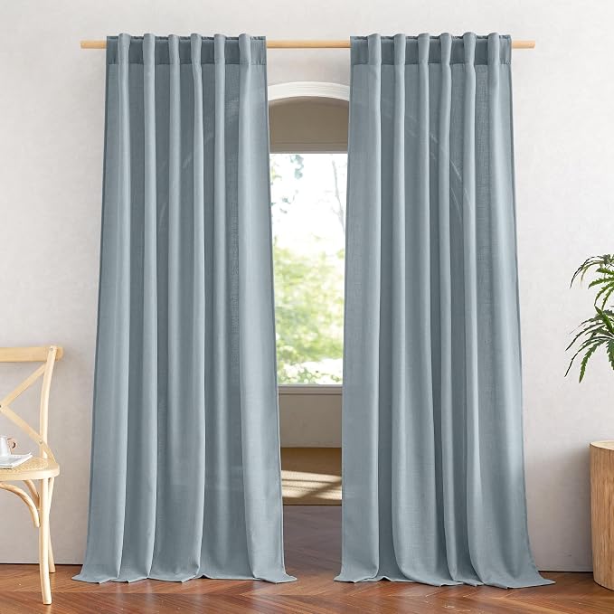 NICETOWN Linen Blend Mist Blue Curtains by NICETOWN