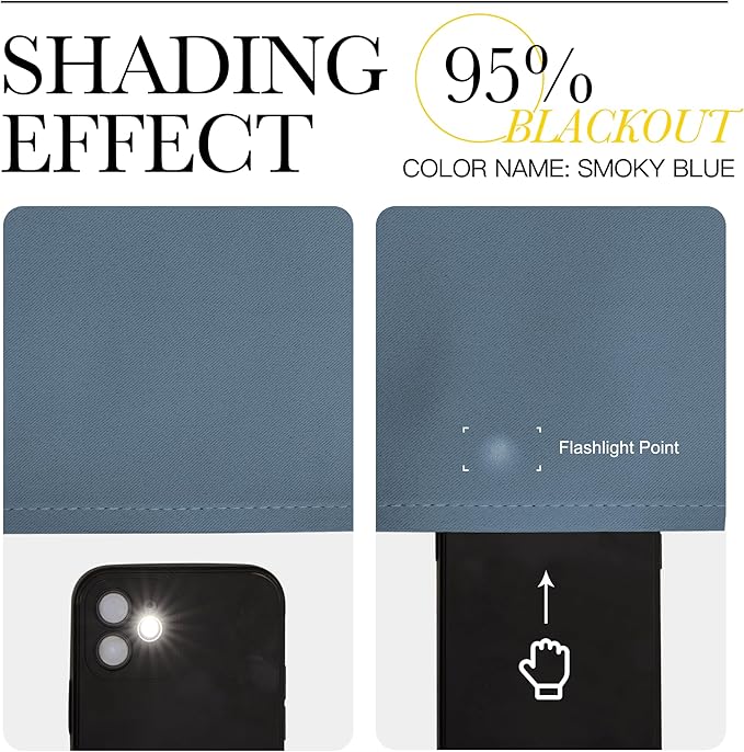 NICETOWN 50% Blackout Smoky Blue Sliding Glass Curtains 2 Panels Set - Image 7