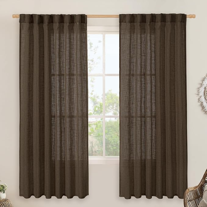 LAMIT Dark Brown 72 inch Linen Curtains by LAMIT