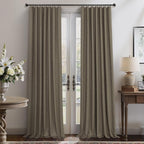 Linen Brown Curtains for Bedroom 84 Inch Long 2 Panel Burg 100% Blackout Back - Image 9