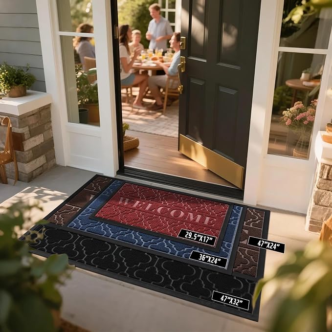 Yimobra Welcome Mat Outdoor Indoor, All-Season Waterproof Front Door Mat - Image 3