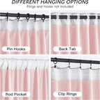 RYB HOME Pink Velvet Curtains 90 inches, Back Tab Soft Fabric Room Darkening - Image 8
