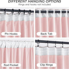 RYB HOME Pink Velvet Curtains 84 inches, Back Tab Soft Fabric Room Darkening - Image 8