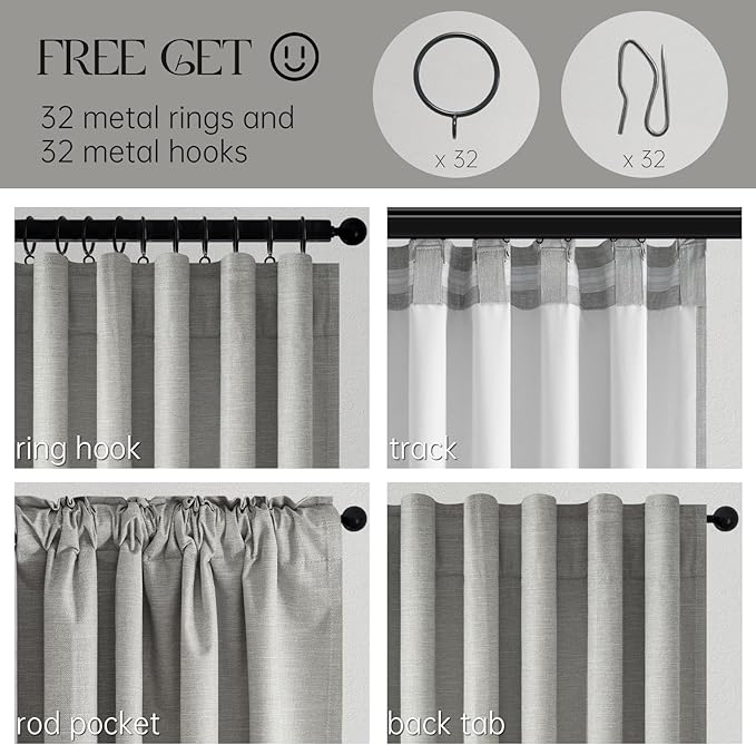 Topfinel Grey Linen Blackout Curtains 90 Inches Long - Image 6