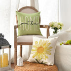 AVOIN colorlife Home Sweet Home Spring Summer Flowers Green Throw Pillow Covers - Image 3
