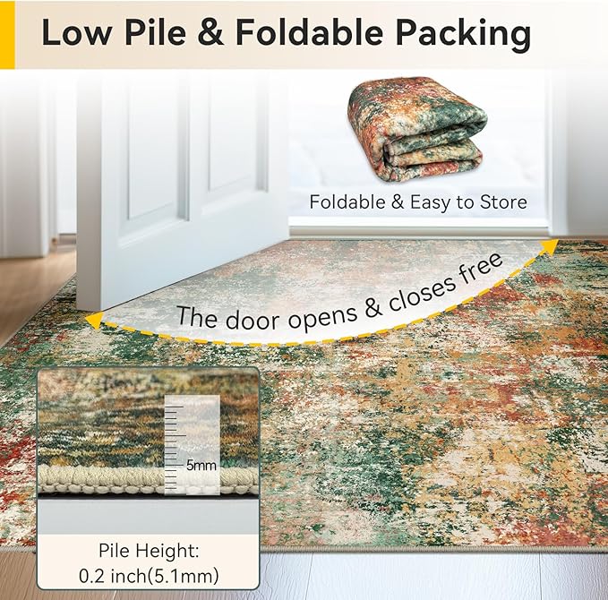 Washable Area Rugs 2'x6' Non-Slip Modern Abstract Soft - Image 6