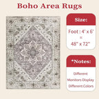 SERISSA Area Rug 4x6 Boho Rugs for Bedroom, Vintage Washable Non Slip Rug - Image 2