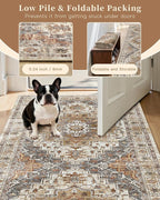 Madane Area Rug 4x6 Washable Rugs: Vintage Living Room Rug Soft Low Pile Non - Image 6