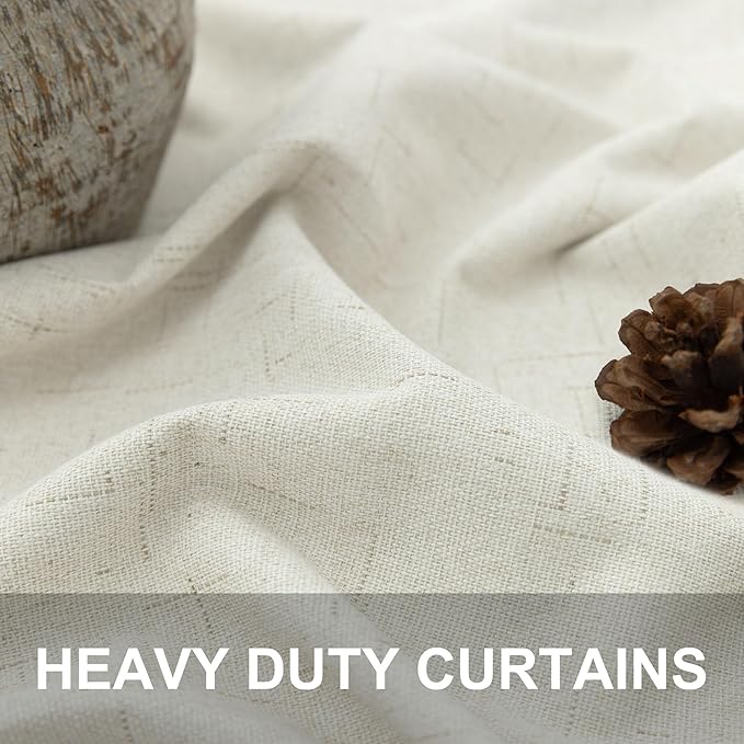 Cream Linen Blackout Curtains by Size 70 Inches Wide x 63 Inch Length Extra - Image 3