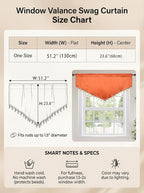Molaxhome Swag Curtain 51 inch Length Rod Pocket Scalloped Curtain Valance - Image 2
