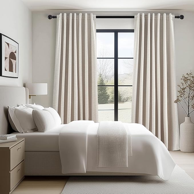 Oatmeal 105 Inch Long Curtains for Living Room Custom, Sun Blocking Elegant - Image 7