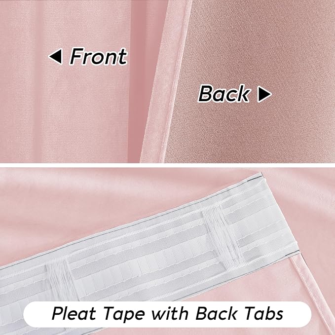 RYB HOME Pink Velvet Curtains 90 inches, Back Tab Soft Fabric Room Darkening - Image 4