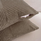 Fancy Homi Set of 2, Light Brown Patchwork Corduroy Decorative Soft Striped - Image 4