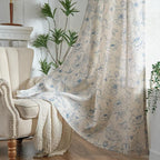jinchan Floral Linen Curtains for Living Room 96 Inch Length Blue Flower - Image 8