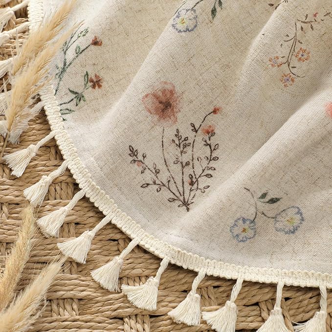 Boho Floral Spring Light Filtering Curtains 90 Inch Length 2 Panels Set - Image 2