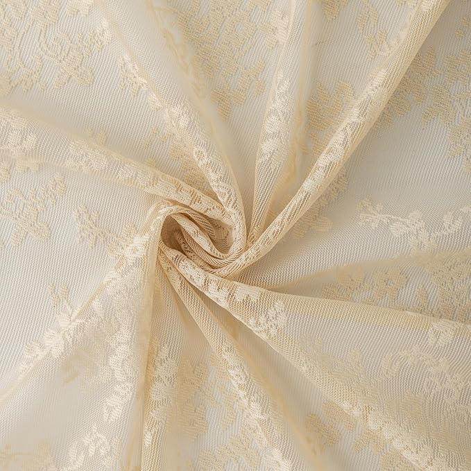 YJ YANJUN Vintage Lace Curtains 54 Inch Length-Victorian Floral Patterns and - Image 5