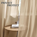 RYB HOME Boho Curtains 84 inches Long, Soft Linen Woved Lightweight Back Tab - Image 3