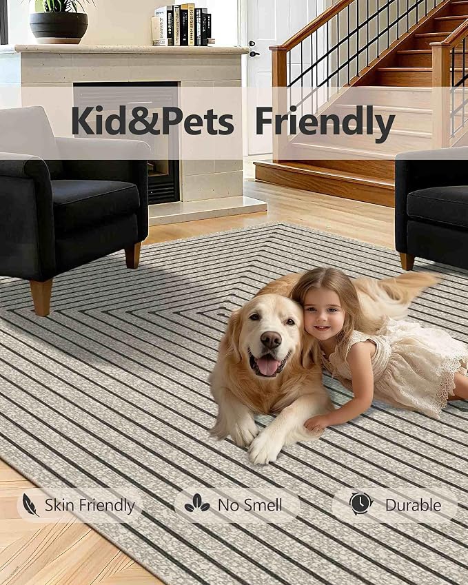 Latte&Fog 9x12 Area Rug for Living Room, Extra Large Beige Modern Abstract - Image 7
