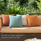 MIULEE Pack of 4 Decorative Outdoor Throw Pillow Covers Linen Waterproof Pillow - Image 2