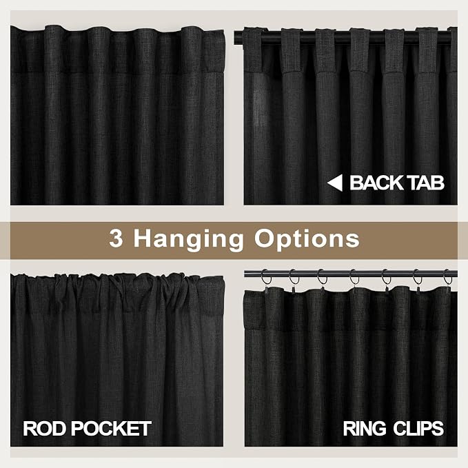 Pitalk Black Extra Long Curtains 120 Inches Long - Image 4