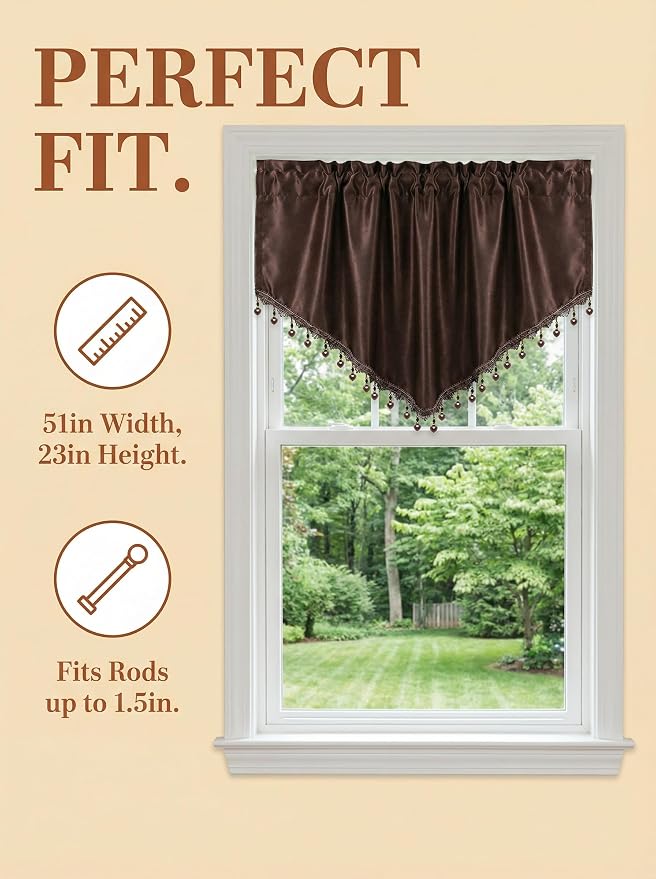 Molaxhome Swag Curtain 51 inch Length Rod Pocket Scalloped Curtain Valance - Image 8
