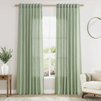 Nanspring Mist Sage Linen Curtains 84 Inch Length 2 Panels Set by Nanspring