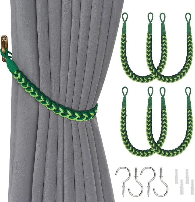NICEEC 4 Pack Natural Cotton Rope Curtain Tiebacks Elegant Boho Style by NICEEC