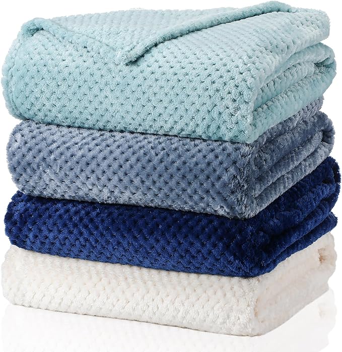 Newwiee 4 Pcs Flanne Fleece Throw Blanket by Newwiee